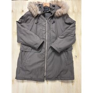 Forecaster Sport Coat Womens M Brown Hooded Fur Trim Mid-Length Insulated Parka